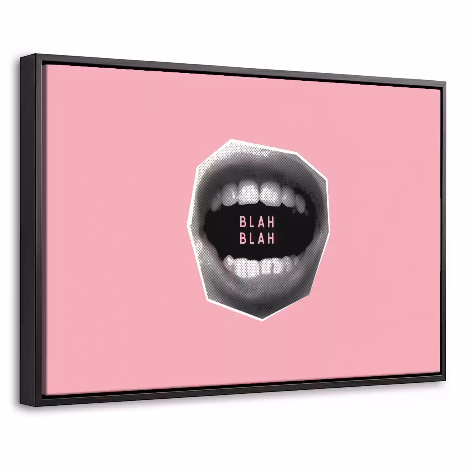 Canvas met lijst - Mond - BLAH BLAH - Roze — 1