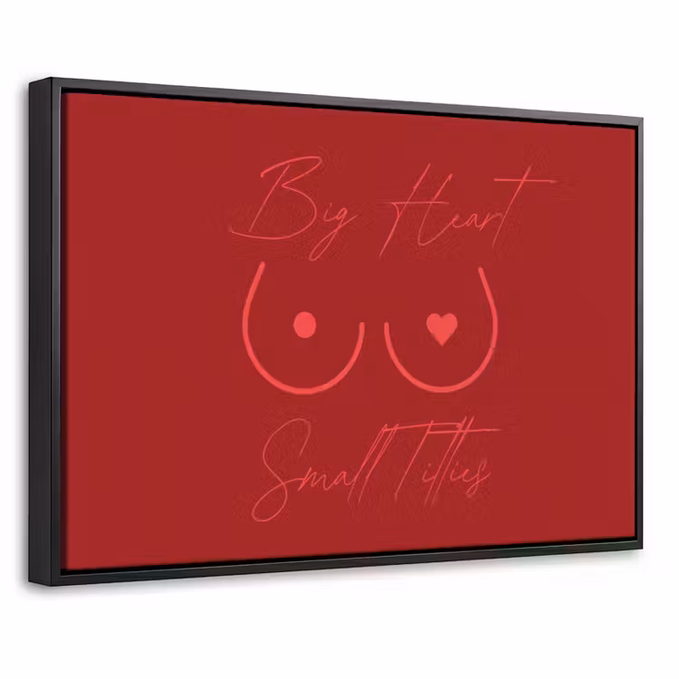 Canvas met lijst - big heart small titties - Hart - Rood — 1