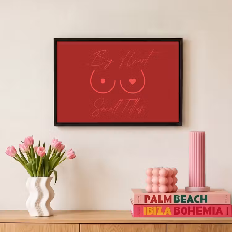 Canvas met lijst - big heart small titties - Hart - Rood — 8
