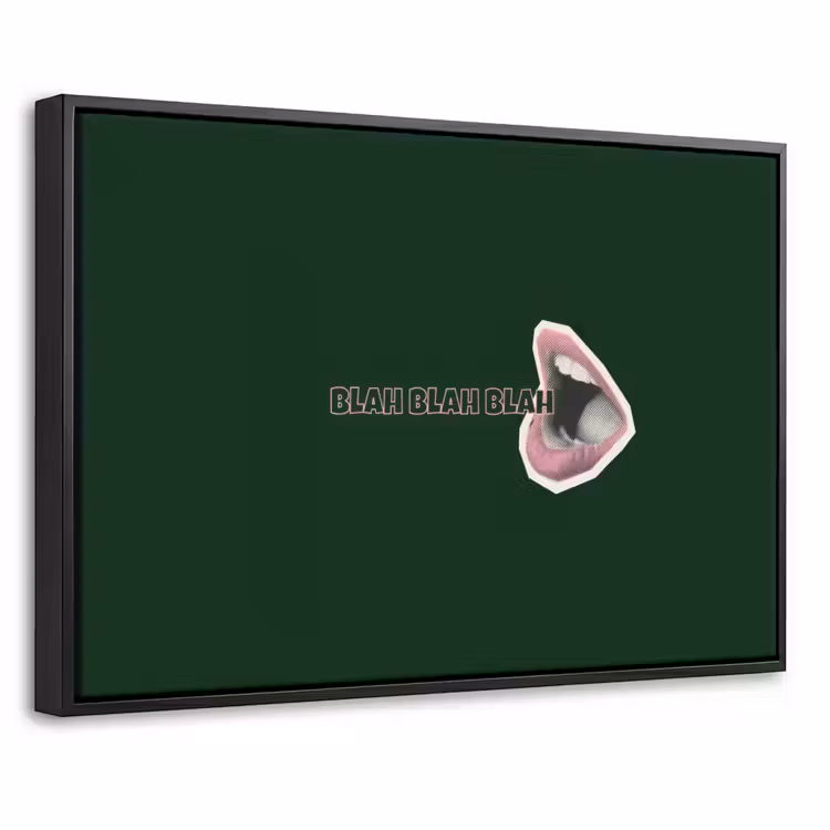Canvas met lijst - BLAH BLAH BLAH - Mond - Groen — 1