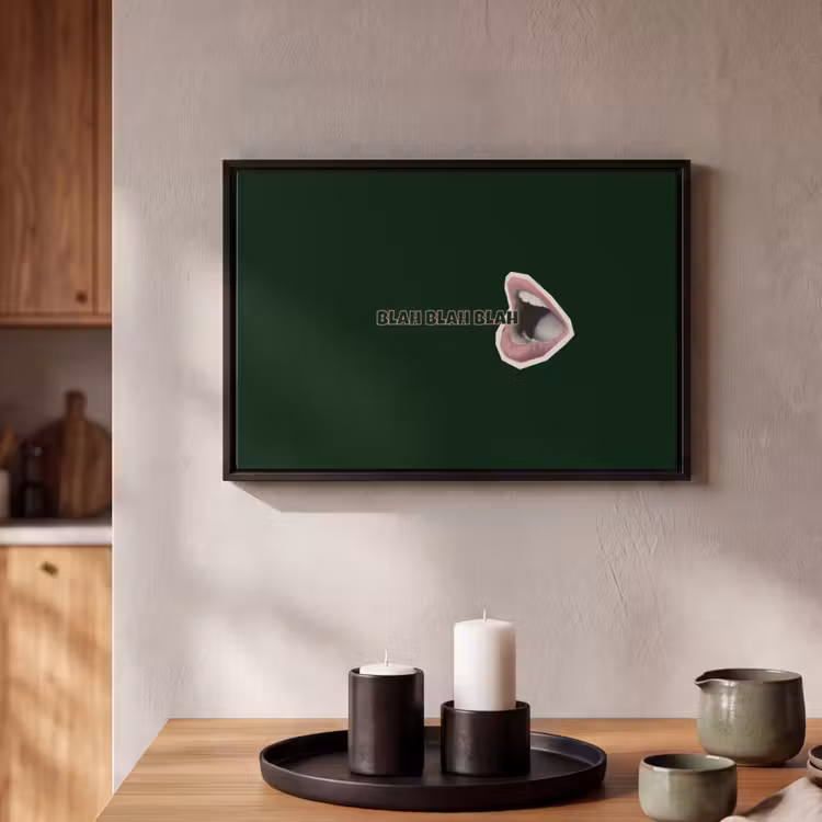 Canvas met lijst - BLAH BLAH BLAH - Mond - Groen — 2