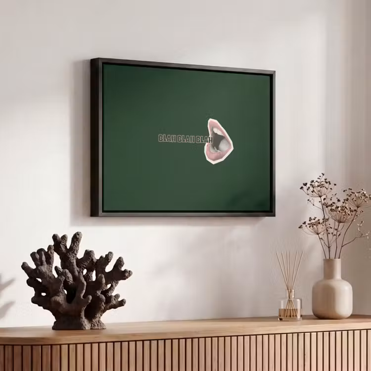 Canvas met lijst - BLAH BLAH BLAH - Mond - Groen — 6