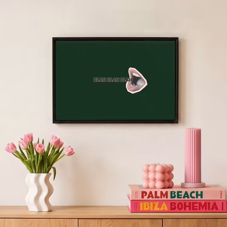 Canvas met lijst - BLAH BLAH BLAH - Mond - Groen — 8