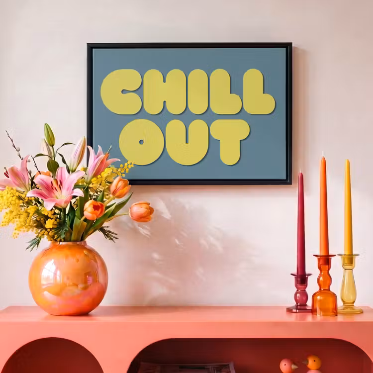 Canvas met lijst - Chill out - Geel - Blauw — 4