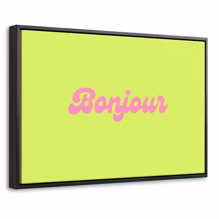 Canvas met lijst - Groen - Roze - Bonjour - Retro — 1