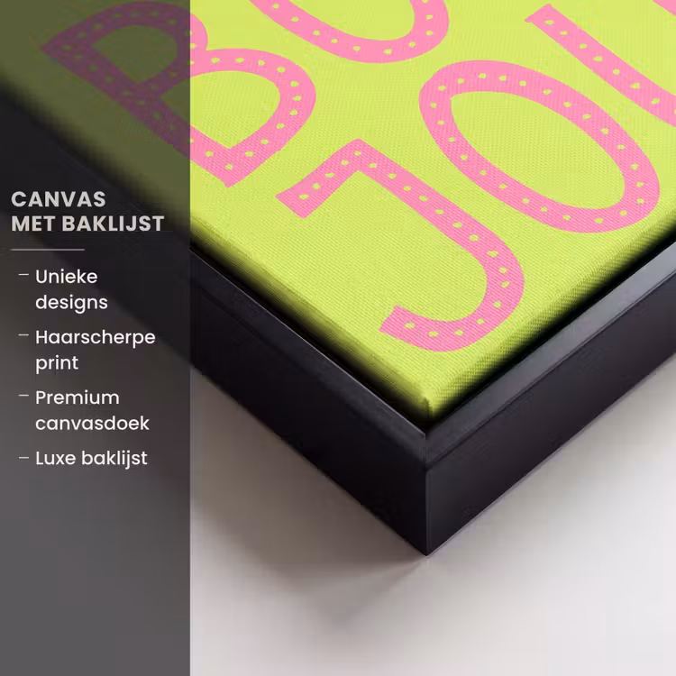 Canvas met lijst - Groen - Smiley - Bonjour - Roze — 5