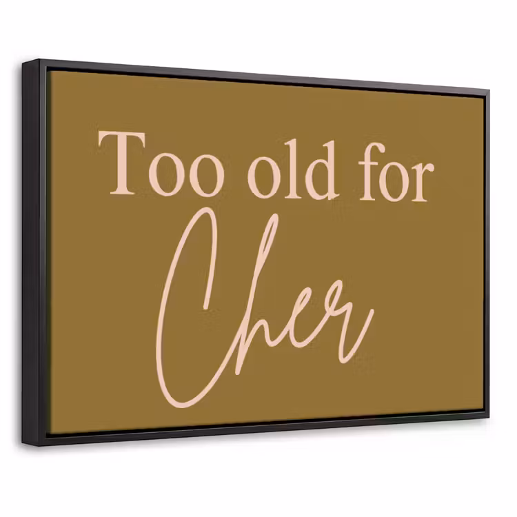 Canvas met lijst - Groen - Too old for cher - Roze — 1