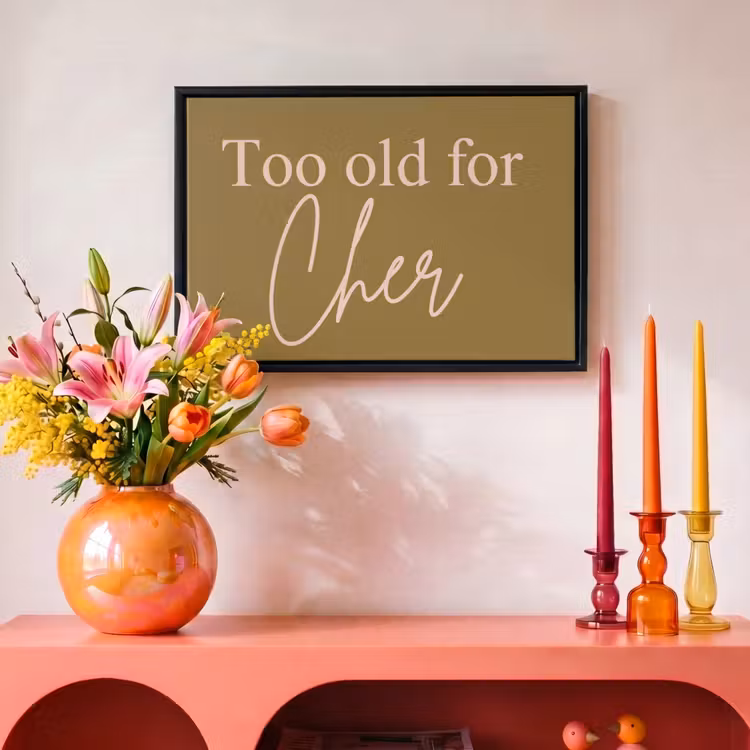 Canvas met lijst - Groen - Too old for cher - Roze — 4