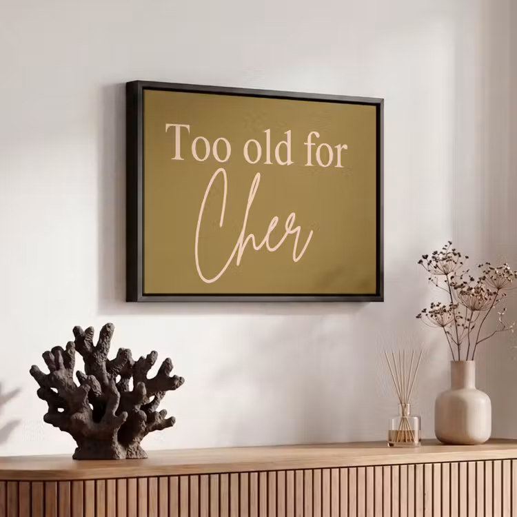 Canvas met lijst - Groen - Too old for cher - Roze — 6