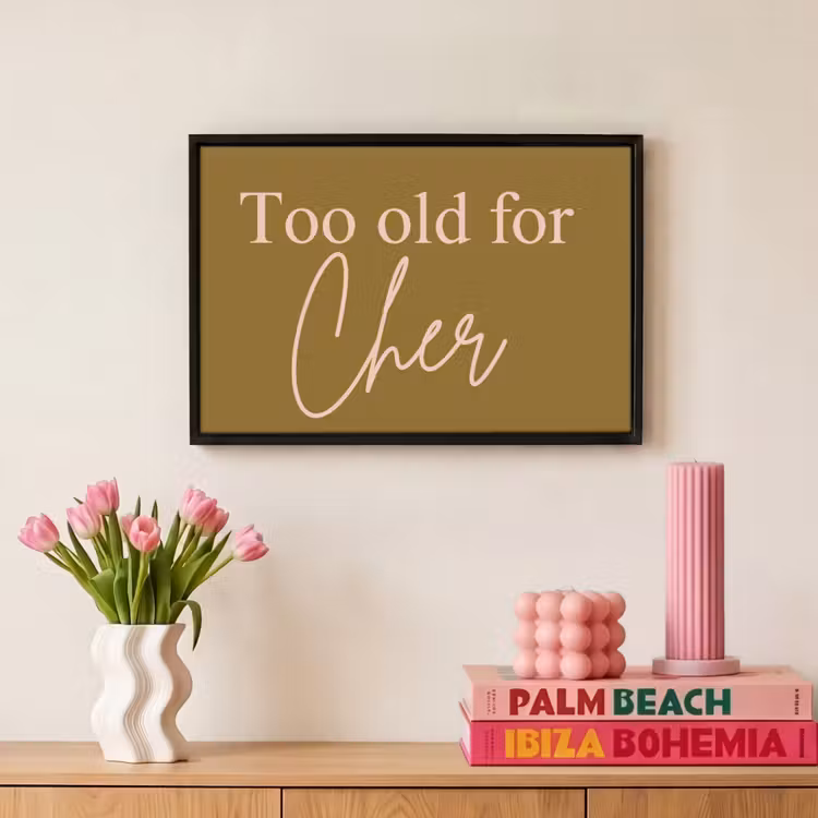 Canvas met lijst - Groen - Too old for cher - Roze — 8