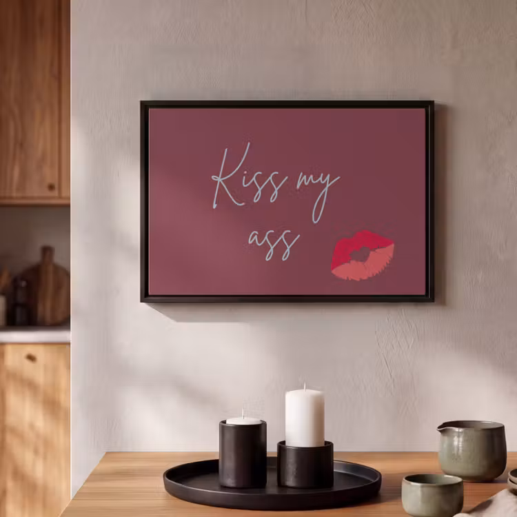 Canvas met lijst - Kiss my ass - Lip - Bordeaux — 2