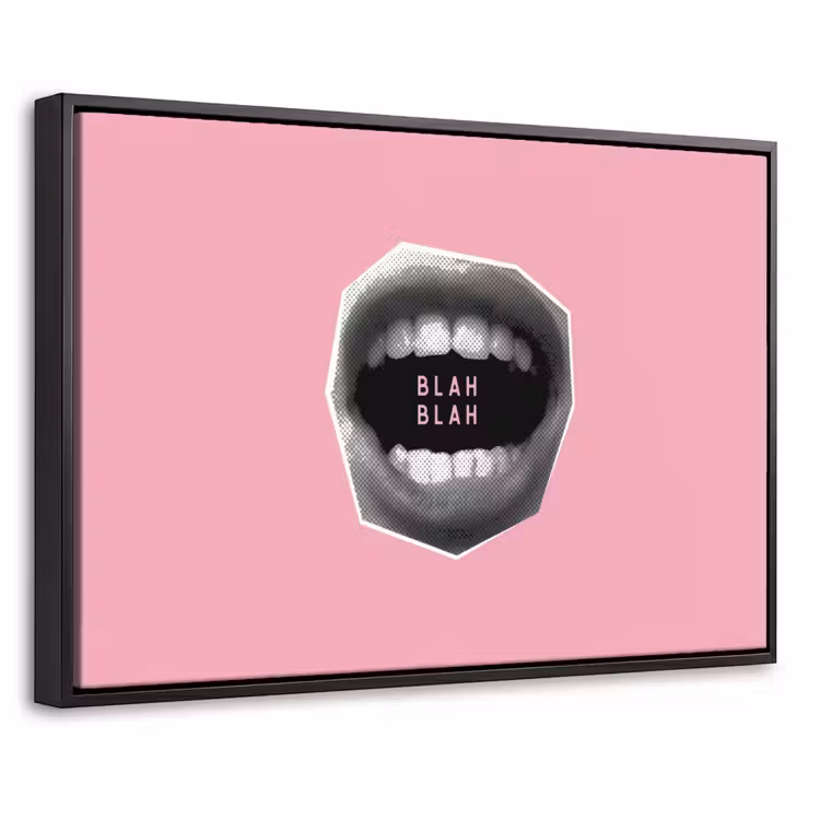Canvas met lijst - Mond - BLAH BLAH - Roze — 1