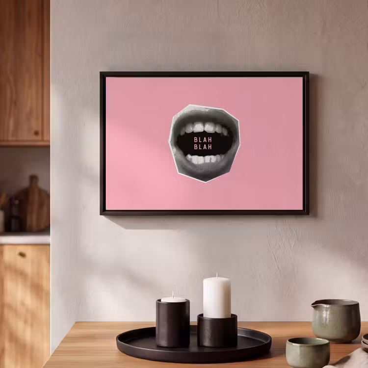 Canvas met lijst - Mond - BLAH BLAH - Roze — 2