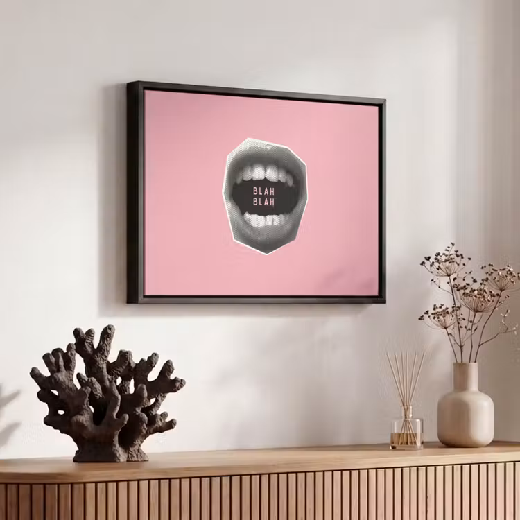 Canvas met lijst - Mond - BLAH BLAH - Roze — 6
