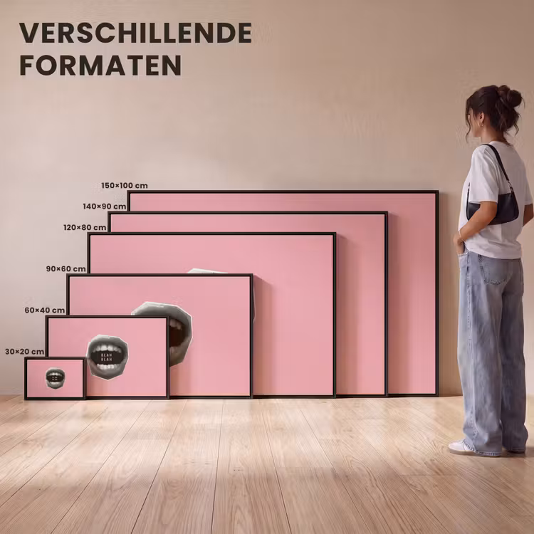 Canvas met lijst - Mond - BLAH BLAH - Roze — 7