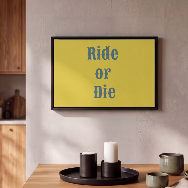 Canvas met lijst - Ride or die - Geel - Blauw — 2