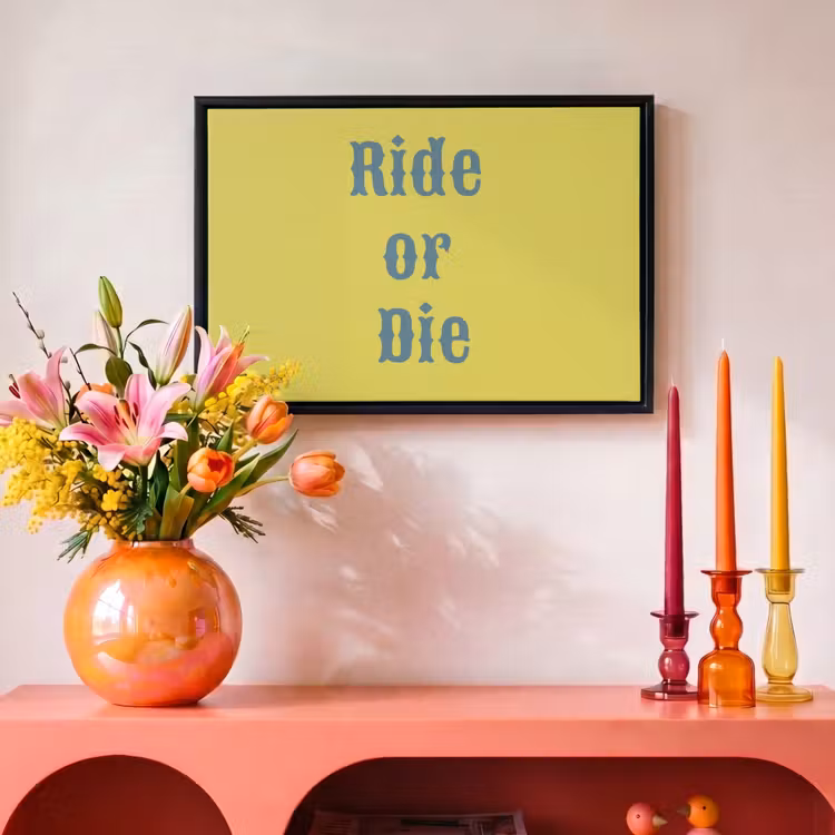 Canvas met lijst - Ride or die - Geel - Blauw — 4