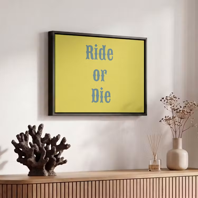 Canvas met lijst - Ride or die - Geel - Blauw — 6