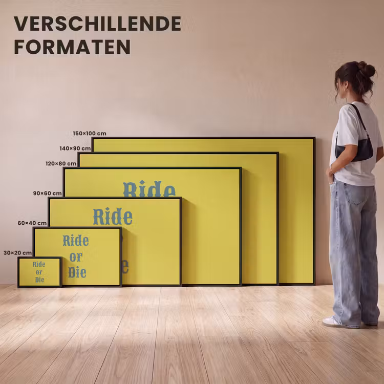 Canvas met lijst - Ride or die - Geel - Blauw — 7