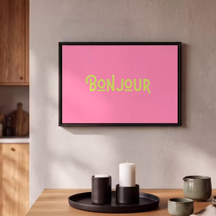 Canvas met lijst - Roze - Groen - Bonjour - Art — 2