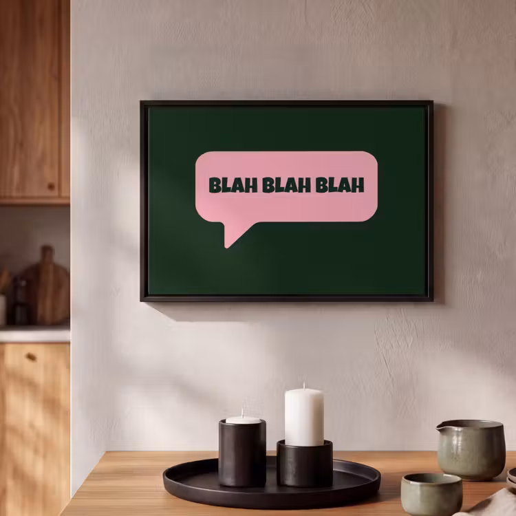 Canvas met lijst - Tekstwolk - BLAH BLAH BLAH - Roze — 2