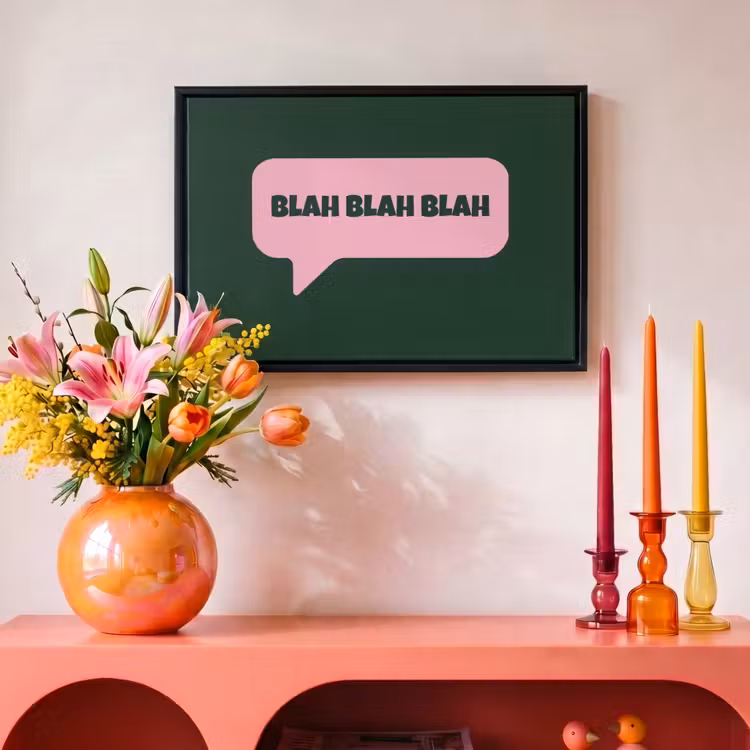 Canvas met lijst - Tekstwolk - BLAH BLAH BLAH - Roze — 4