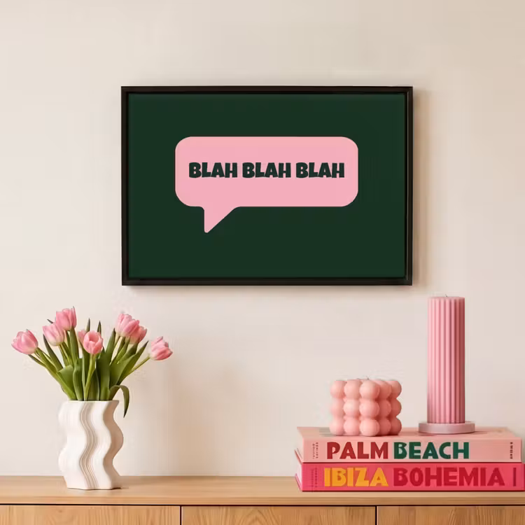 Canvas met lijst - Tekstwolk - BLAH BLAH BLAH - Roze — 8
