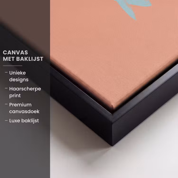 Canvas met lijst - XOXO - Blauw - Perzikkleur — 5