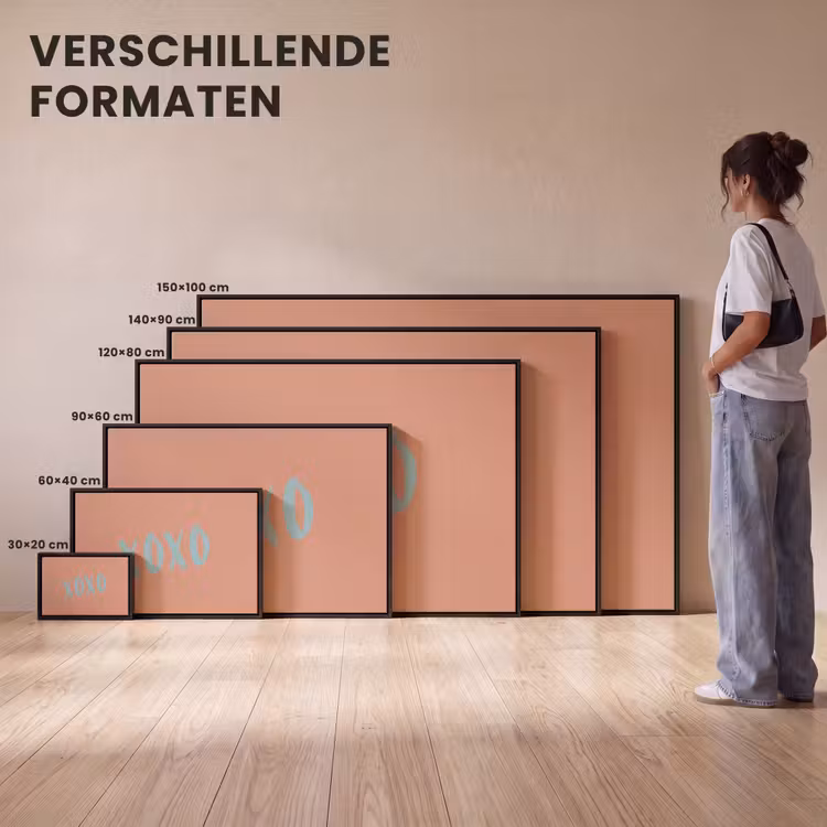 Canvas met lijst - XOXO - Blauw - Perzikkleur — 7