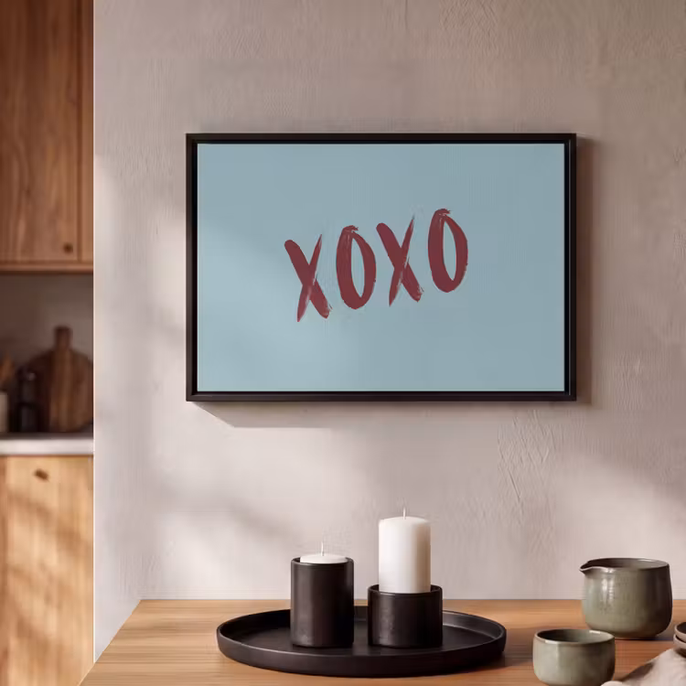 Canvas met lijst - XOXO - Blauw - Rood — 2
