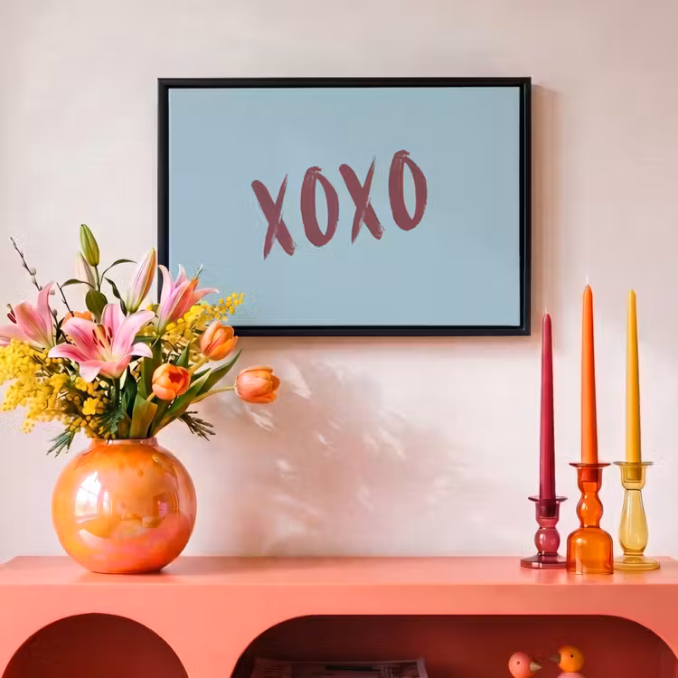 Canvas met lijst - XOXO - Blauw - Rood — 4