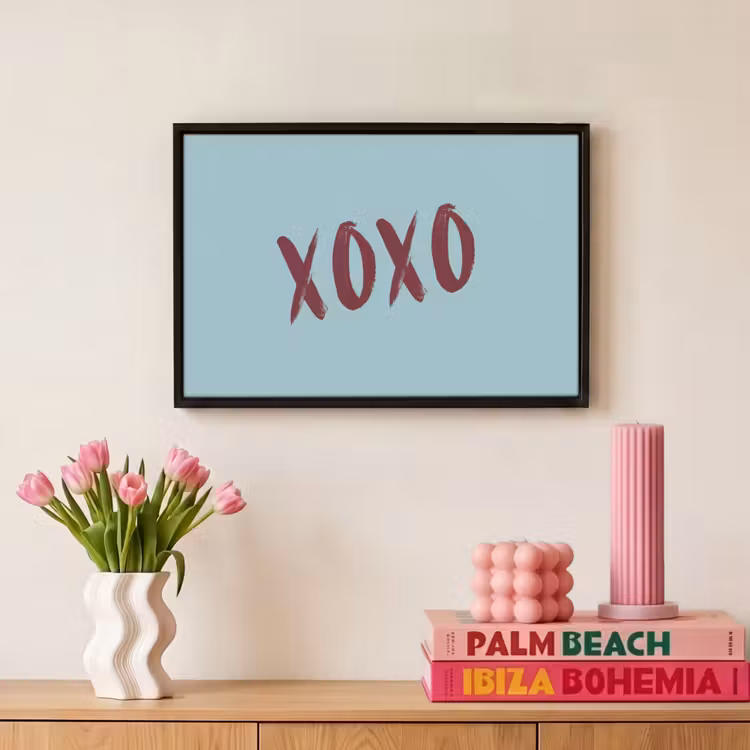 Canvas met lijst - XOXO - Blauw - Rood — 8