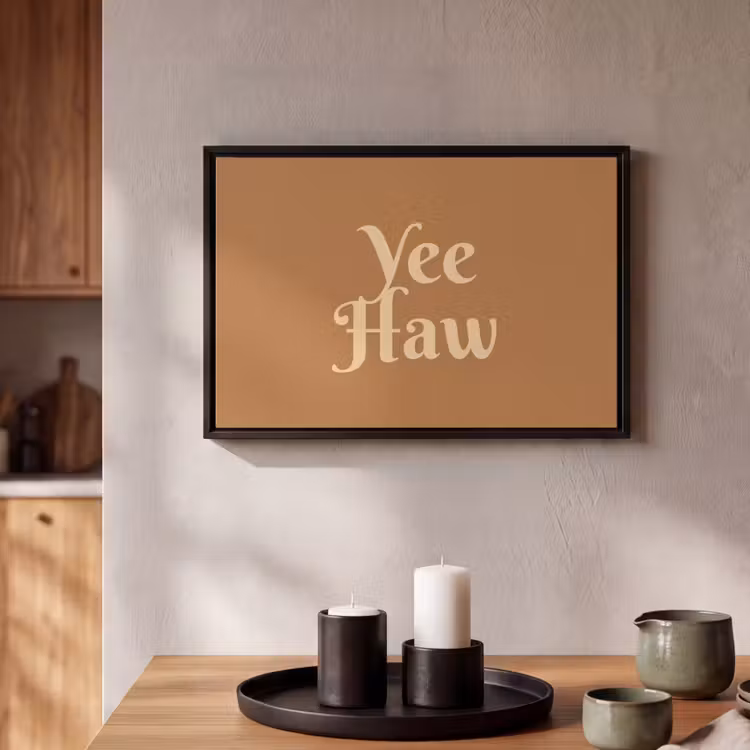 Canvas met lijst - Yee haw - Bruin - Minimalistisch — 2