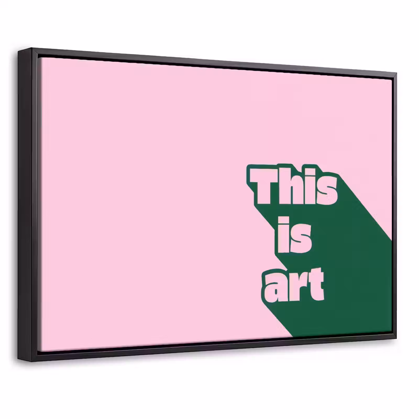 Canvas met lijst - Groen - Tekst - This is art - Roze — 1