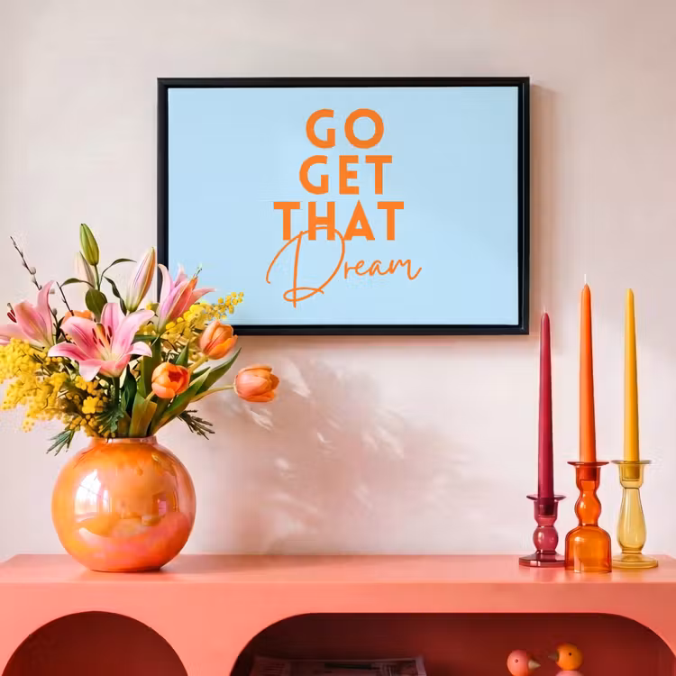 Canvas met lijst - Blauw - Oranje - Tekst — 4