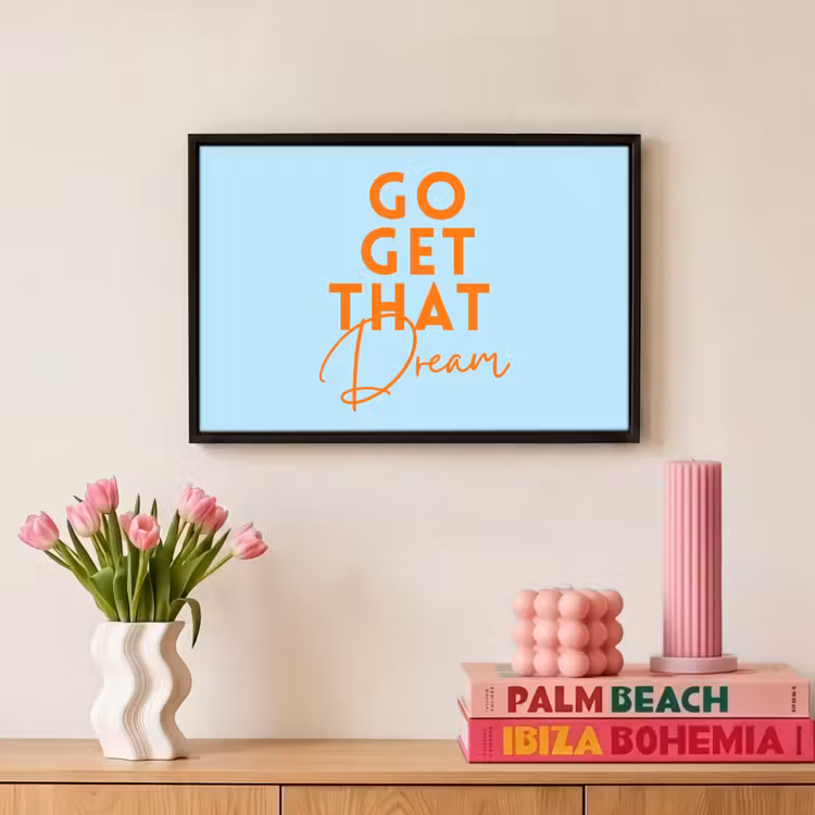 Canvas met lijst - Blauw - Oranje - Tekst — 8