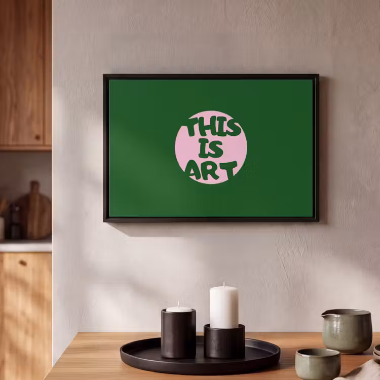 Canvas met lijst - Cirkel - Roze - Tekst - Art — 2
