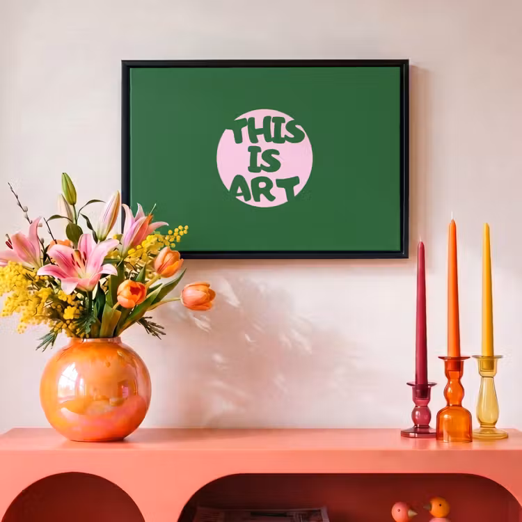 Canvas met lijst - Cirkel - Roze - Tekst - Art — 4