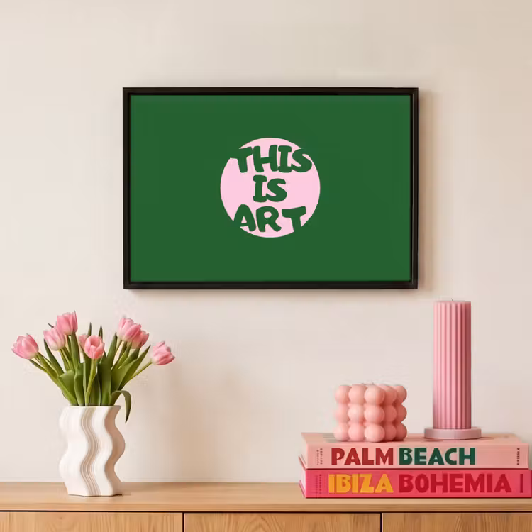 Canvas met lijst - Cirkel - Roze - Tekst - Art — 8