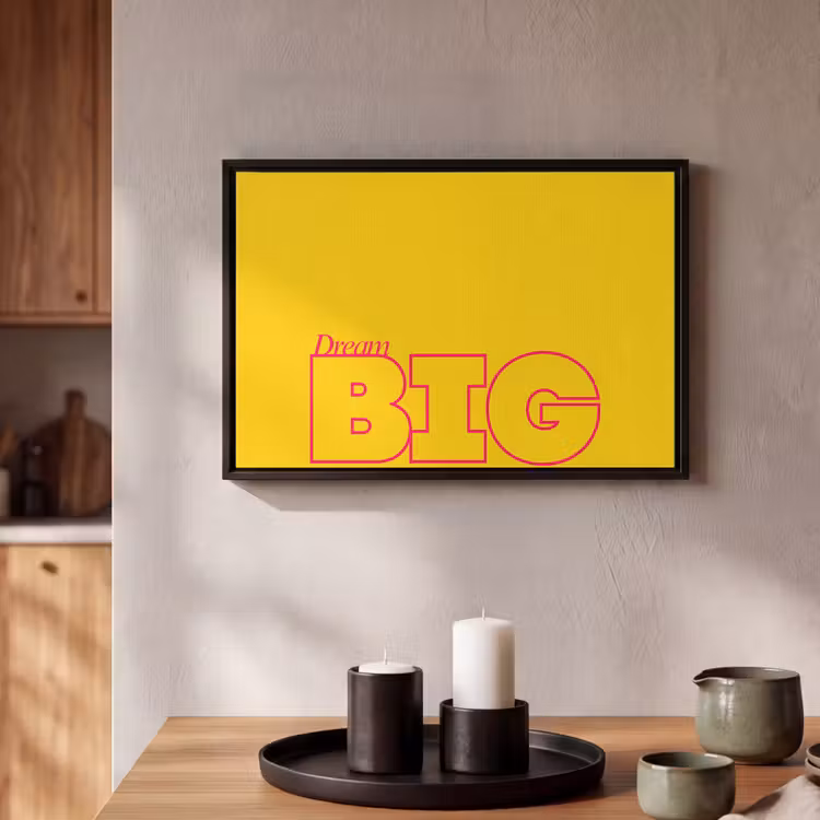 Canvas met lijst - Dream big - Geel - Grafisch — 2