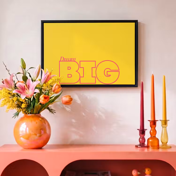 Canvas met lijst - Dream big - Geel - Grafisch — 4