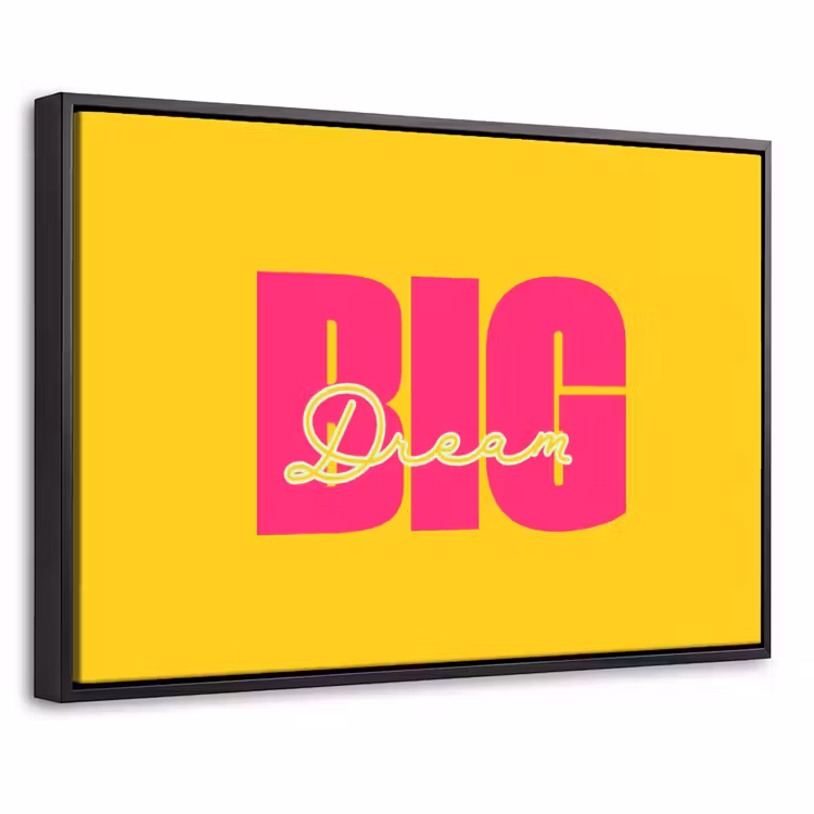 Canvas met lijst - Dream big - Geel - Roze — 1