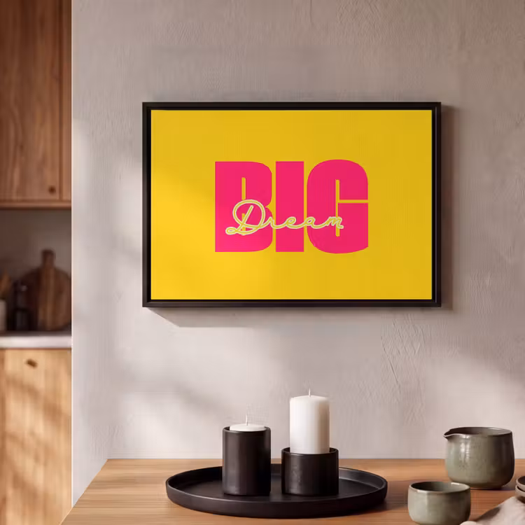 Canvas met lijst - Dream big - Geel - Roze — 2