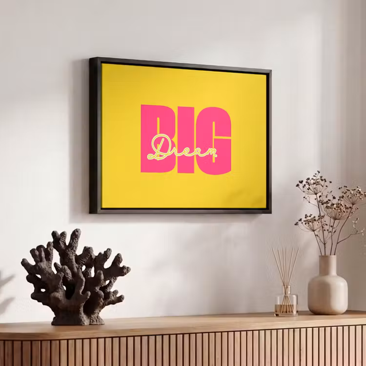 Canvas met lijst - Dream big - Geel - Roze — 6