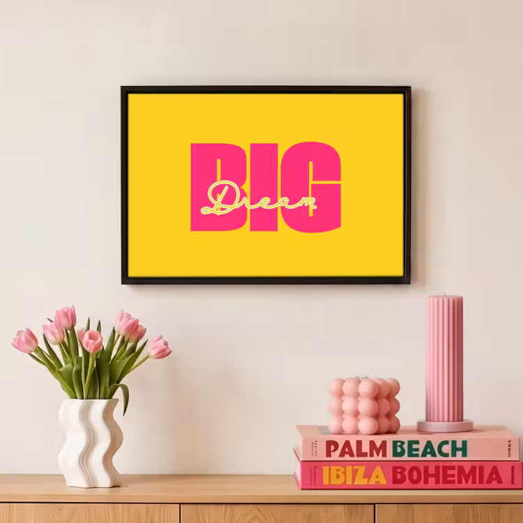 Canvas met lijst - Dream big - Geel - Roze — 8