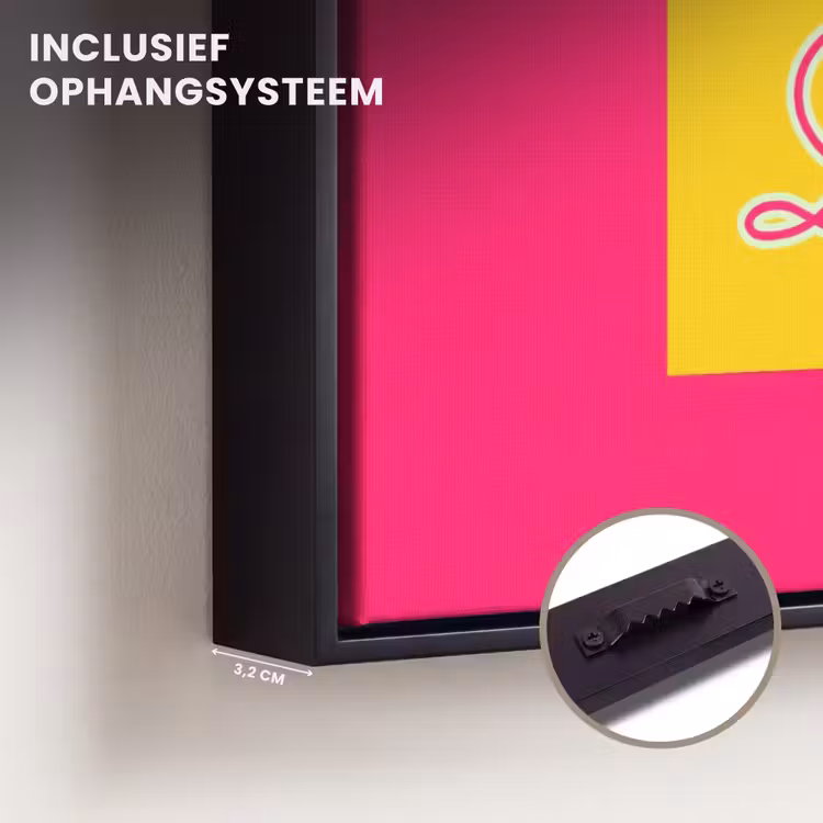 Canvas met lijst - Dream big - Roze - Geel - Minimalistisch — 3