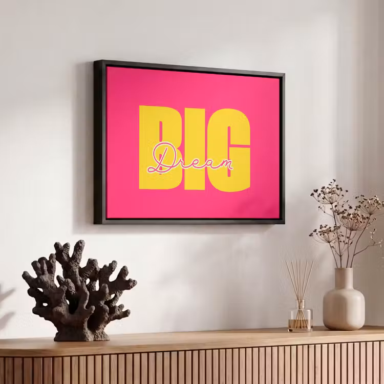 Canvas met lijst - Dream big - Roze - Geel - Minimalistisch — 6