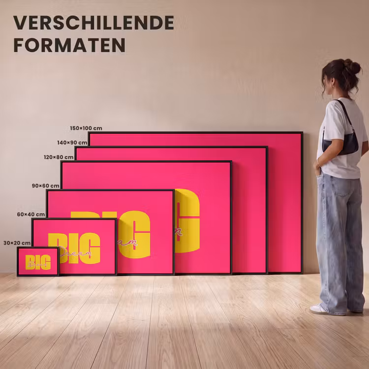 Canvas met lijst - Dream big - Roze - Geel - Minimalistisch — 7