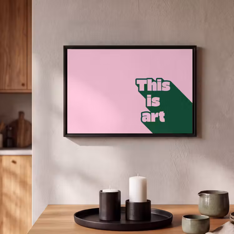 Canvas met lijst - Groen - Tekst - This is art - Roze — 2