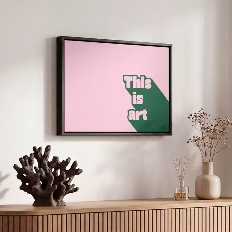 Canvas met lijst - Groen - Tekst - This is art - Roze — 6